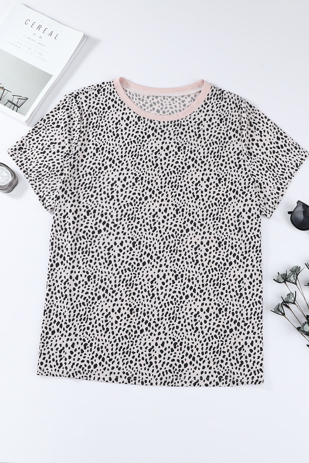 Cheetah Print O-neck Short Sleeve T Shirt