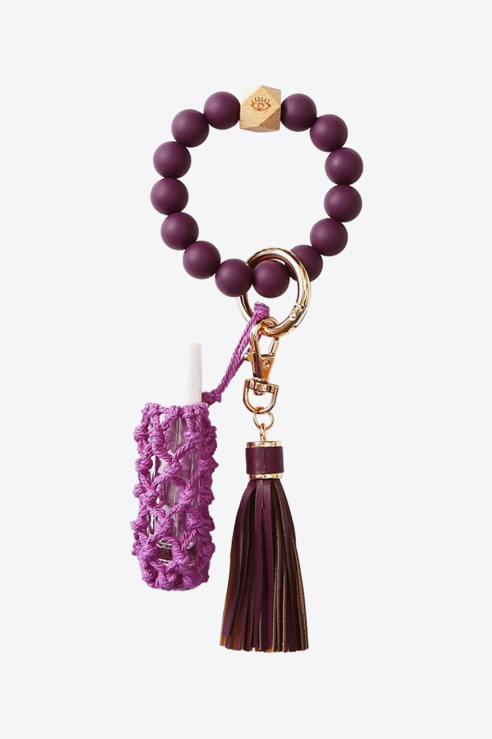 Beaded Keychain with Tassel and Holder