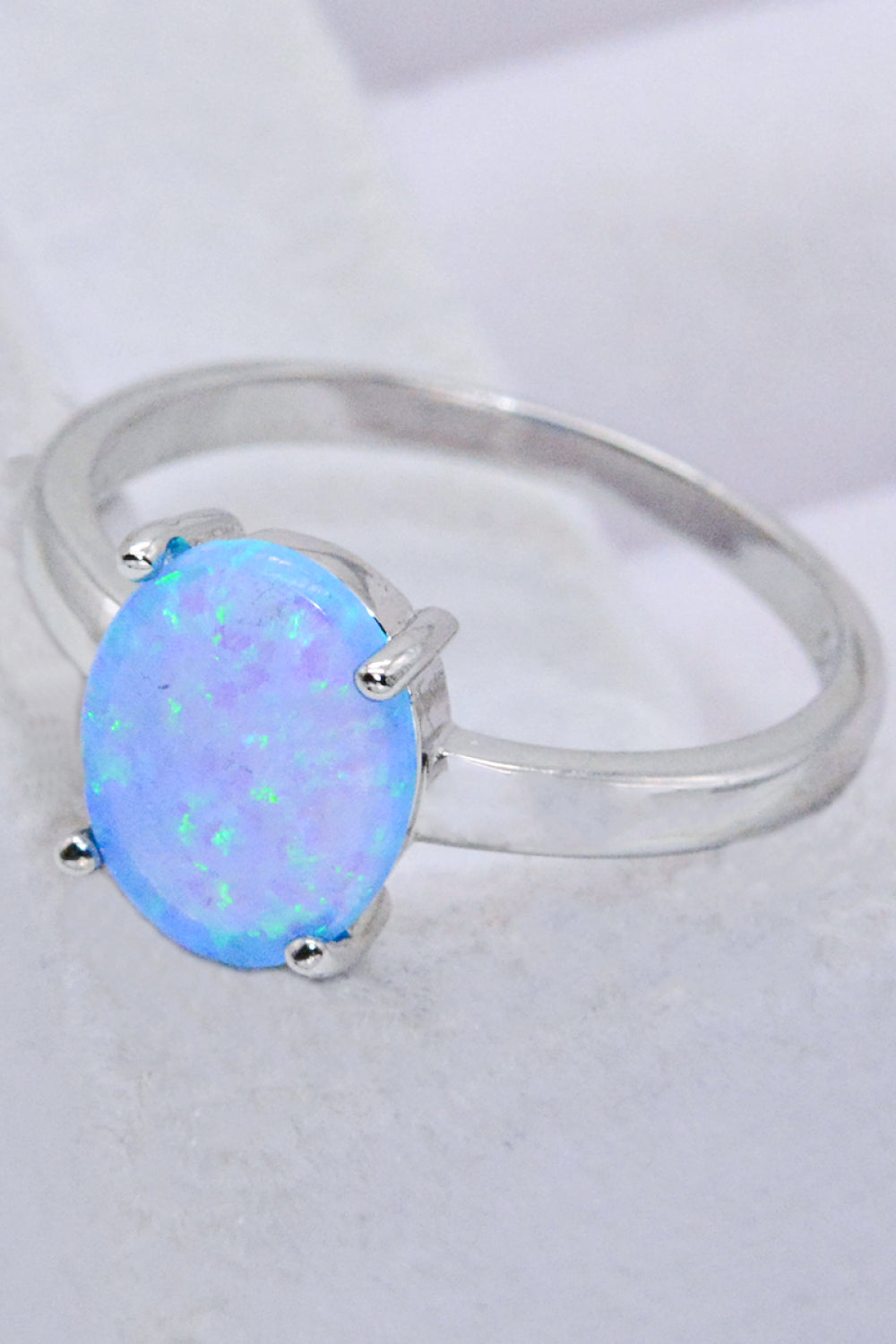 Sterling Silver Opal Solitaire Ring