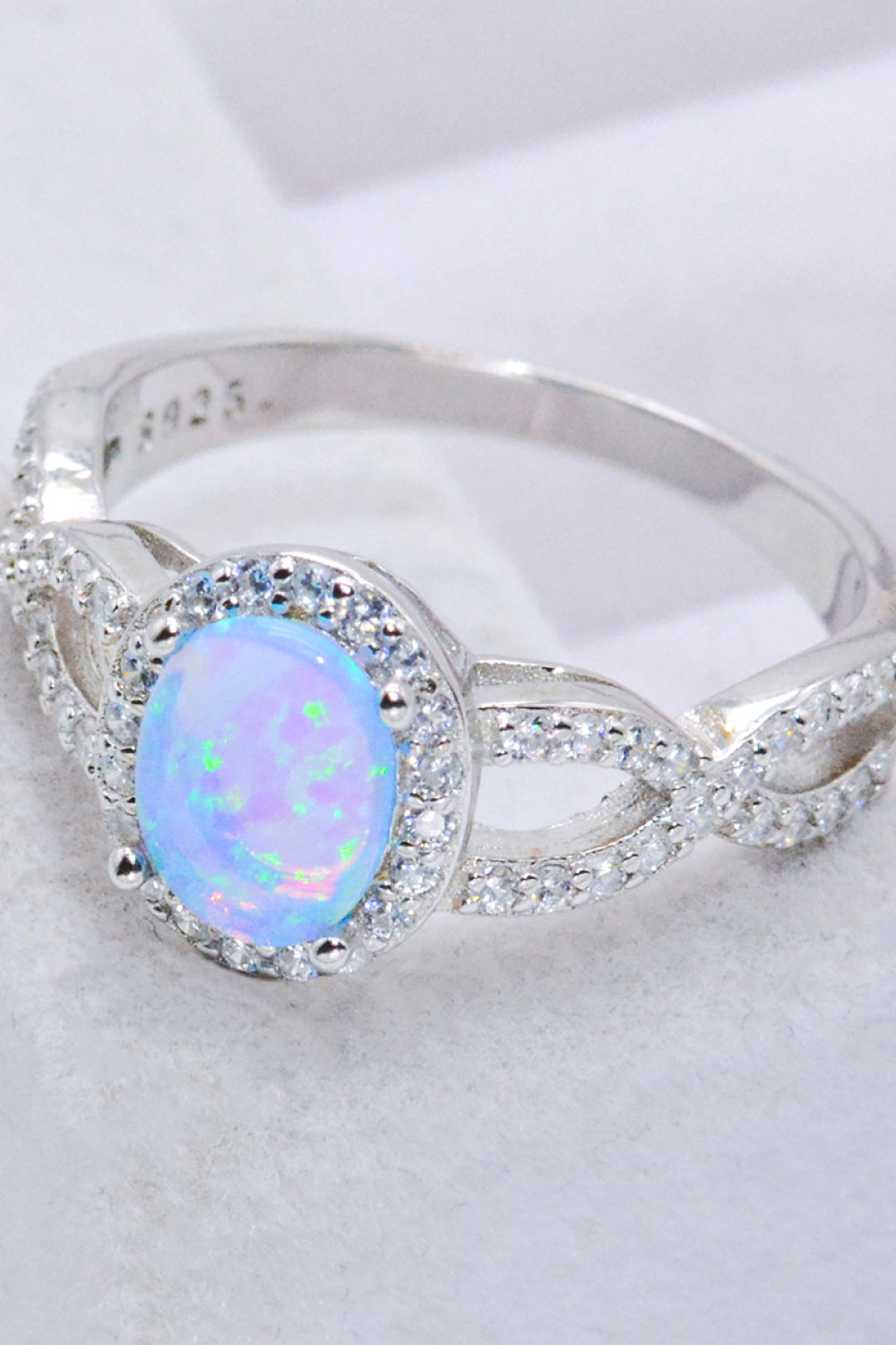 Sterling Silver Opal Halo Ring