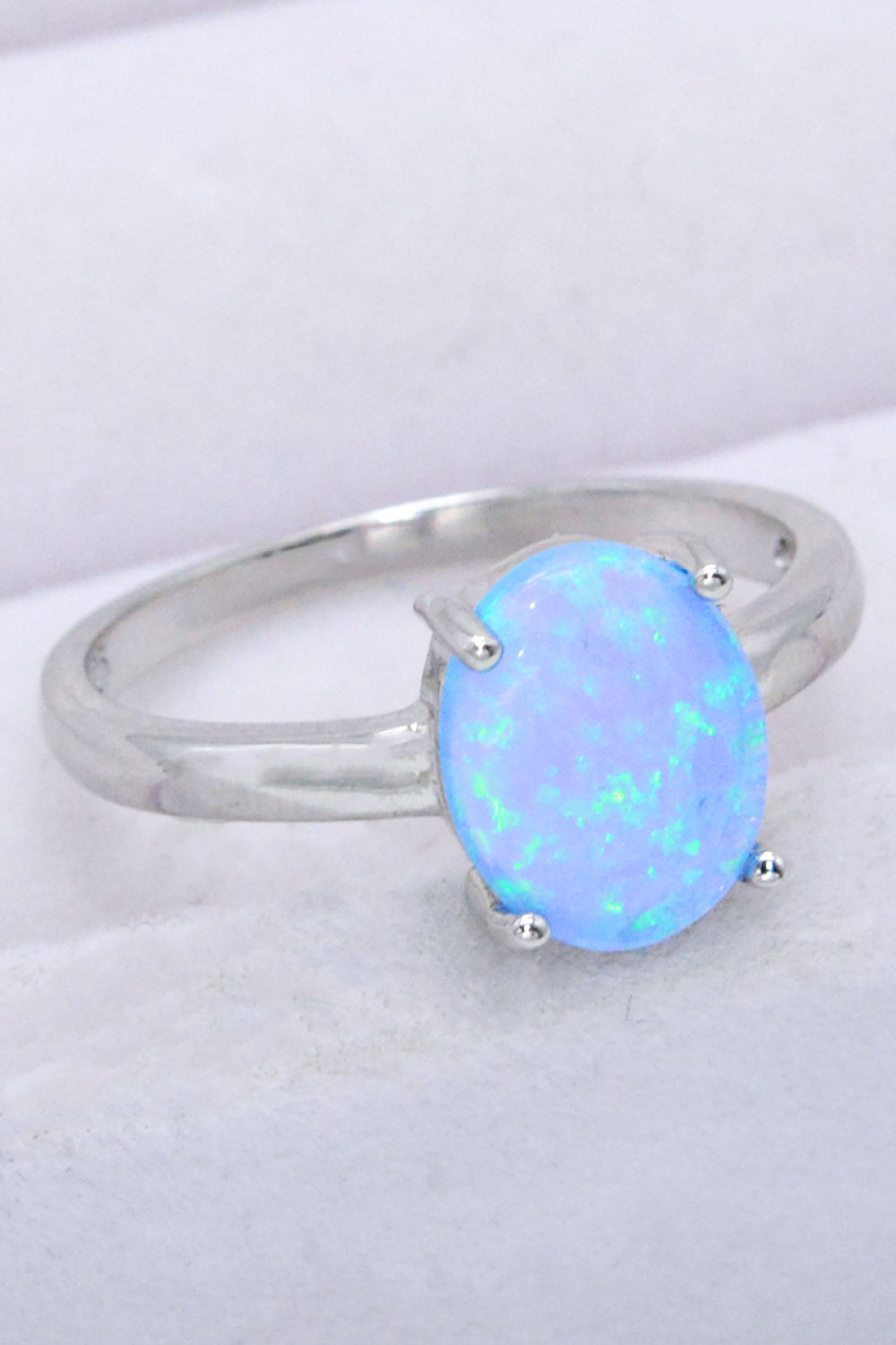 Sterling Silver Opal Solitaire Ring