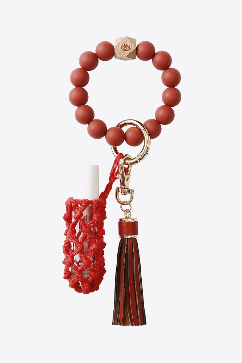 Beaded Keychain with Tassel and Holder