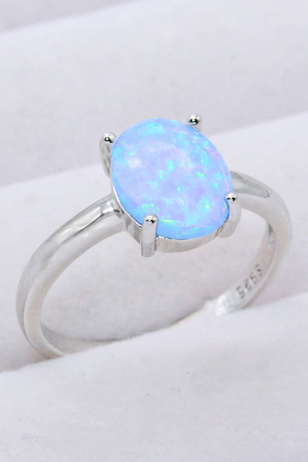 Sterling Silver Opal Solitaire Ring