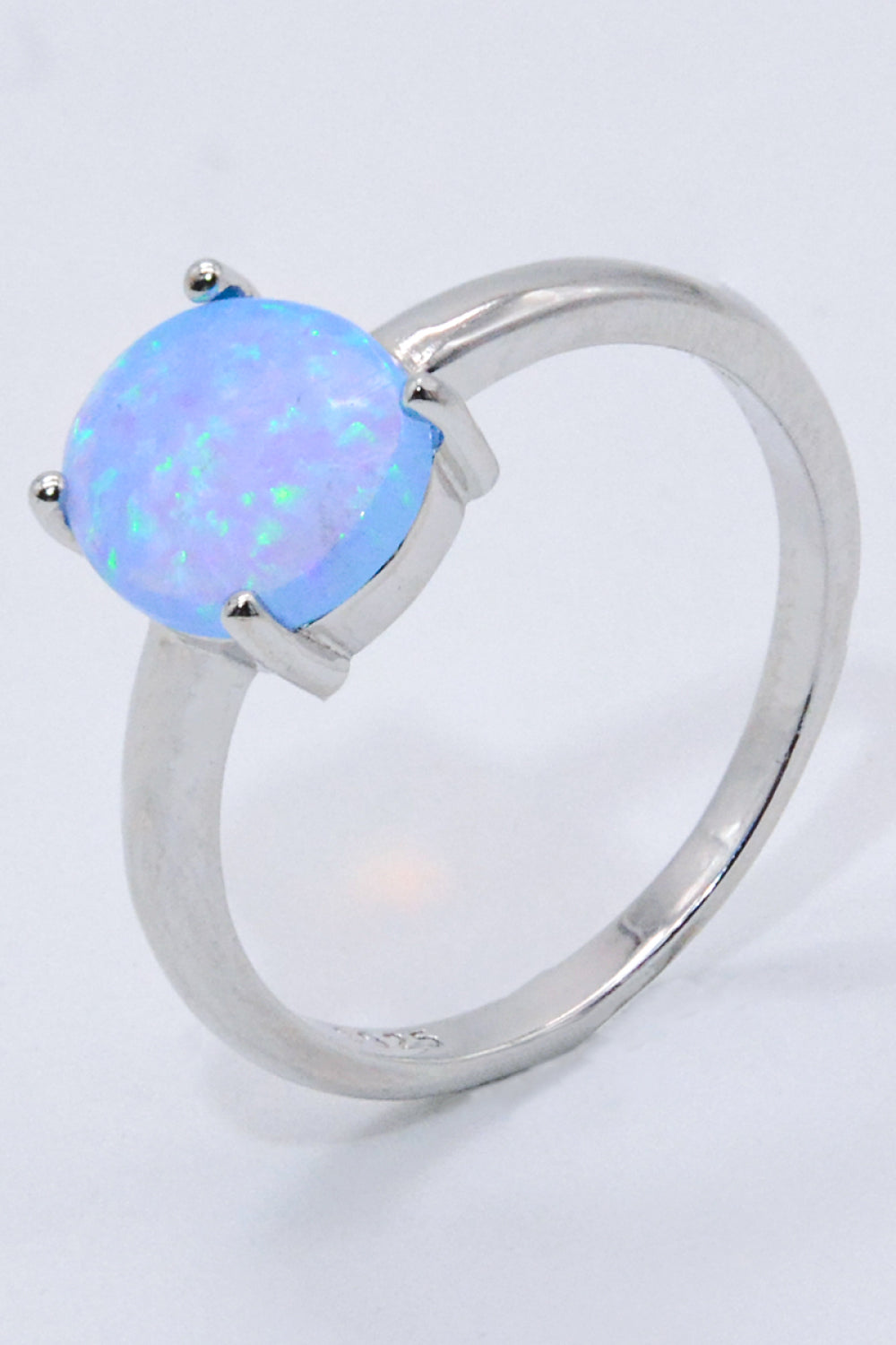 Sterling Silver Opal Solitaire Ring
