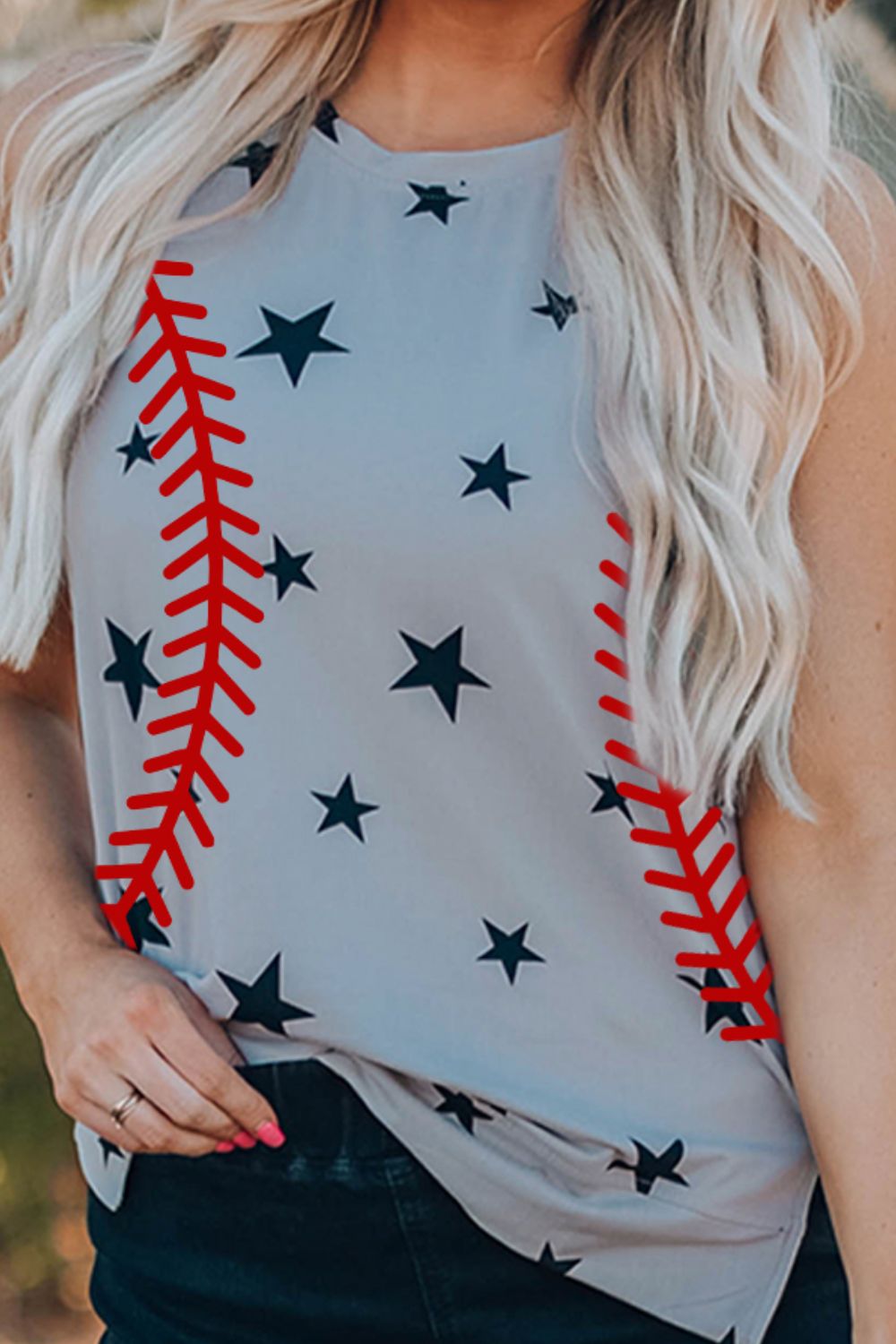 Star Print Baseball Tank