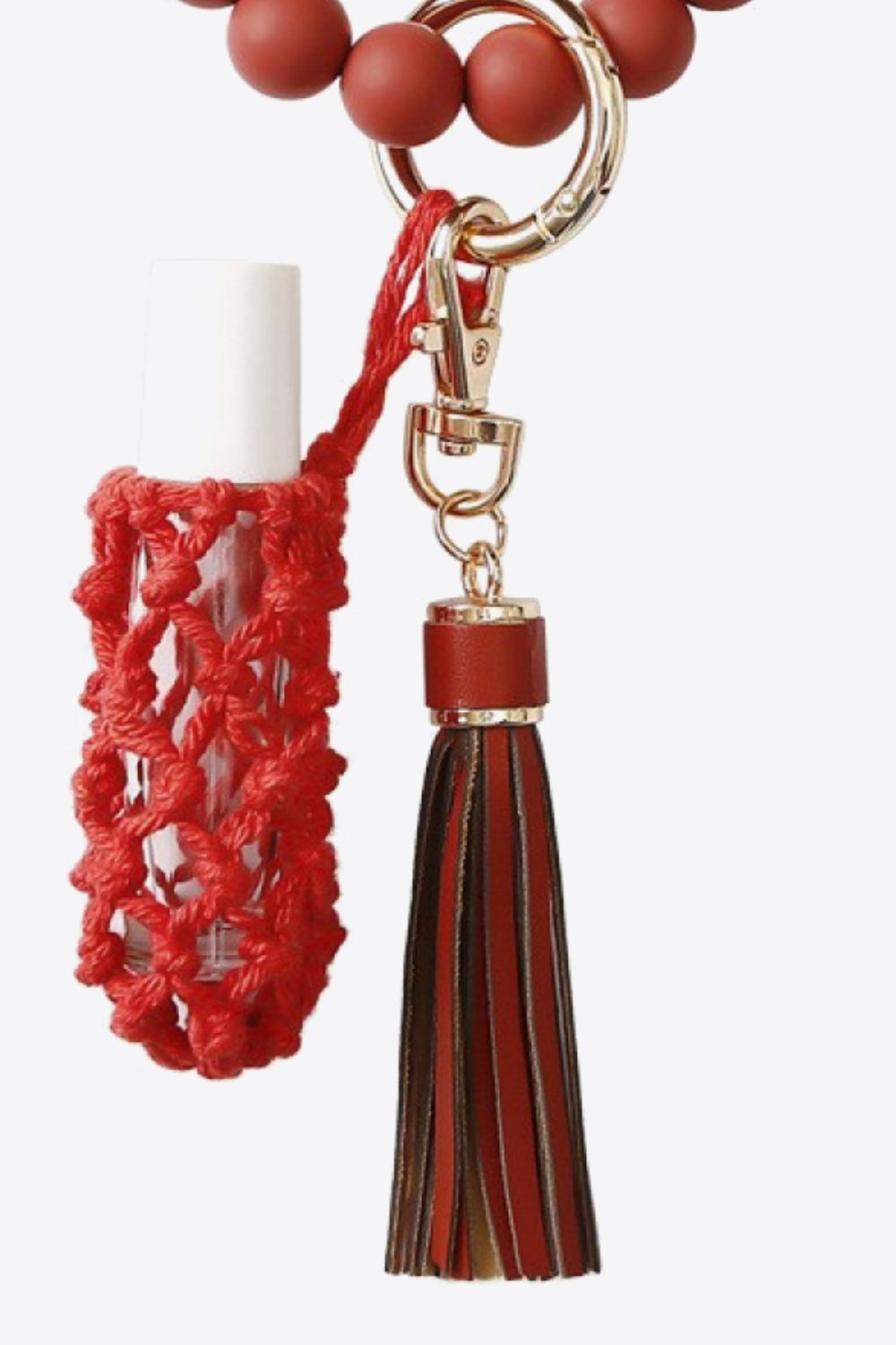 Beaded Keychain with Tassel and Holder