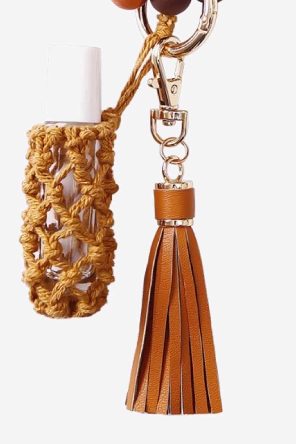 Beaded Keychain with Tassel and Holder