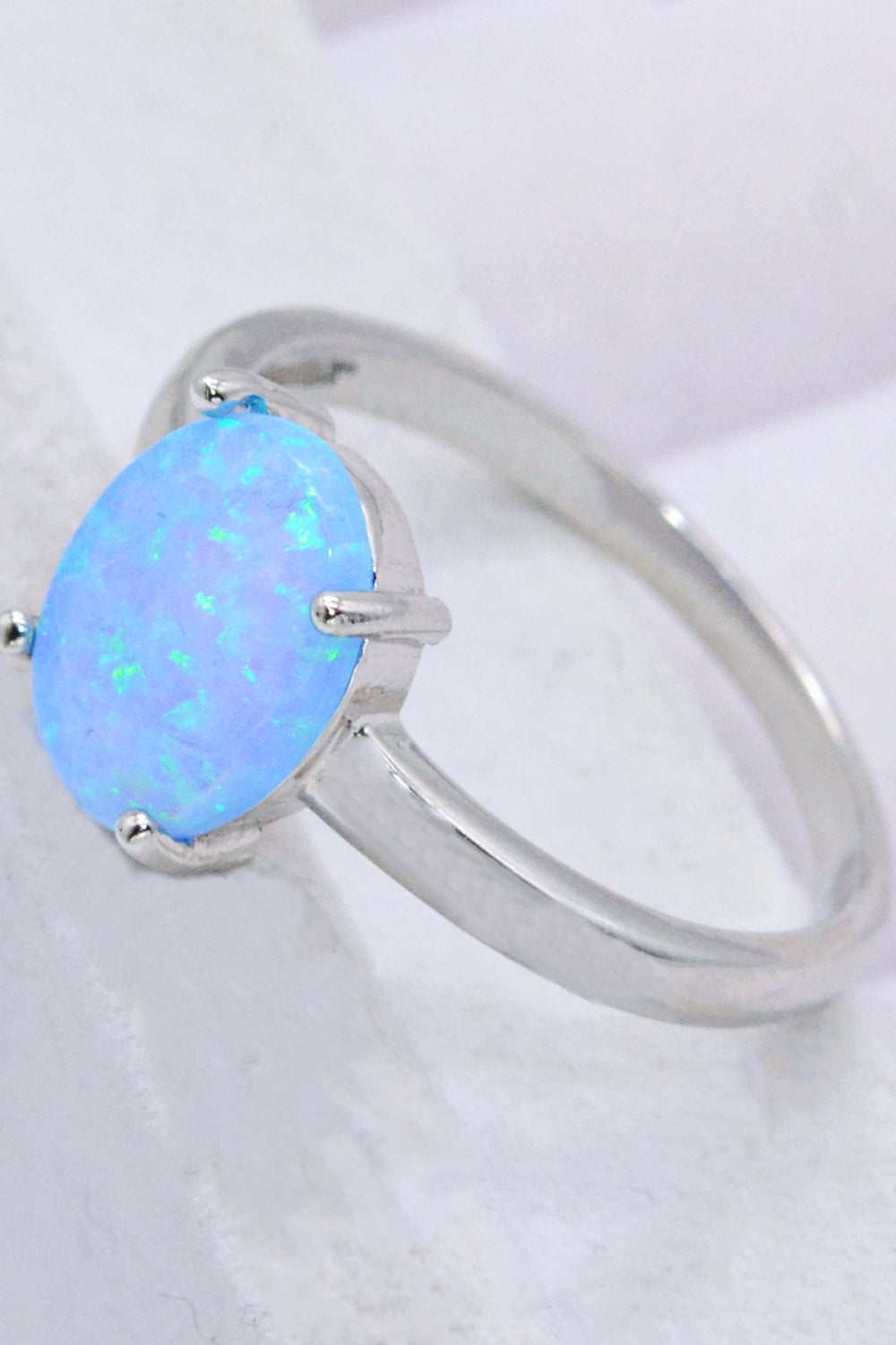 Sterling Silver Opal Solitaire Ring
