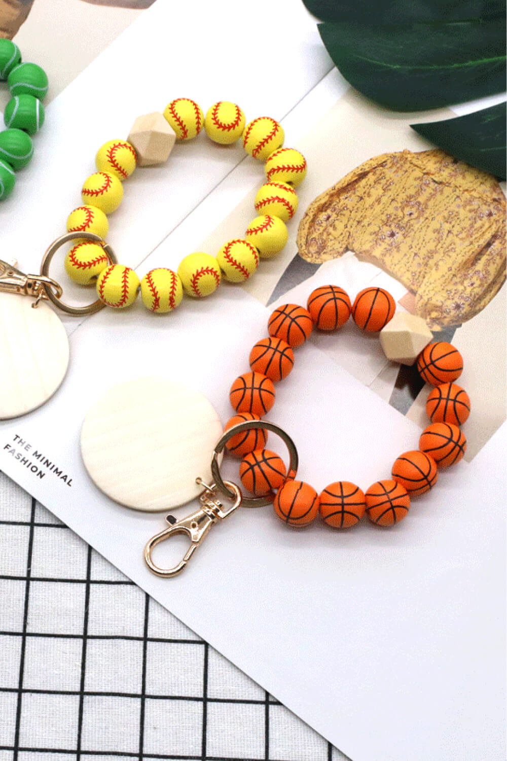 4-Pack Wristlet Wooden Bead Key Chain