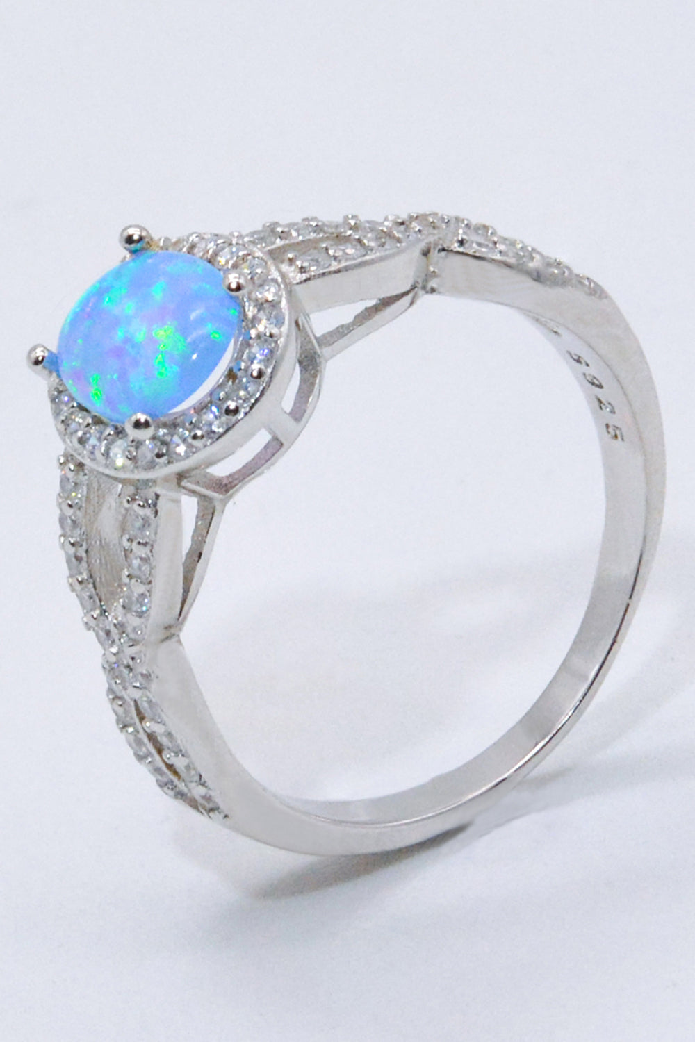 Sterling Silver Opal Halo Ring