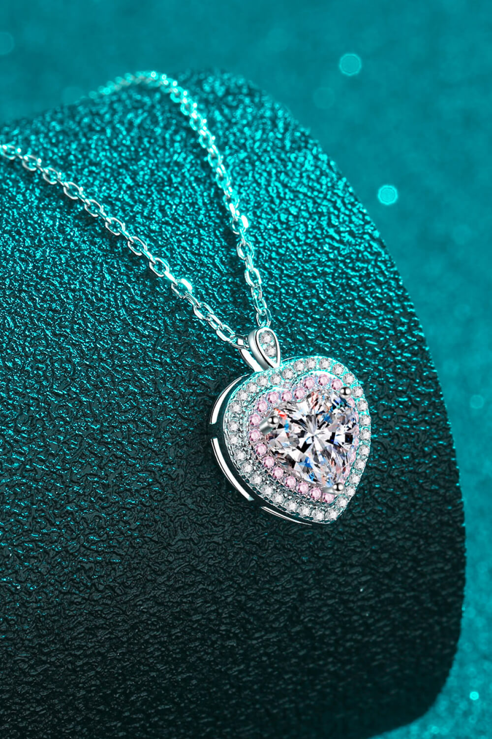 Sterling Silver 1 Carat Moissanite Heart Pendant Necklace