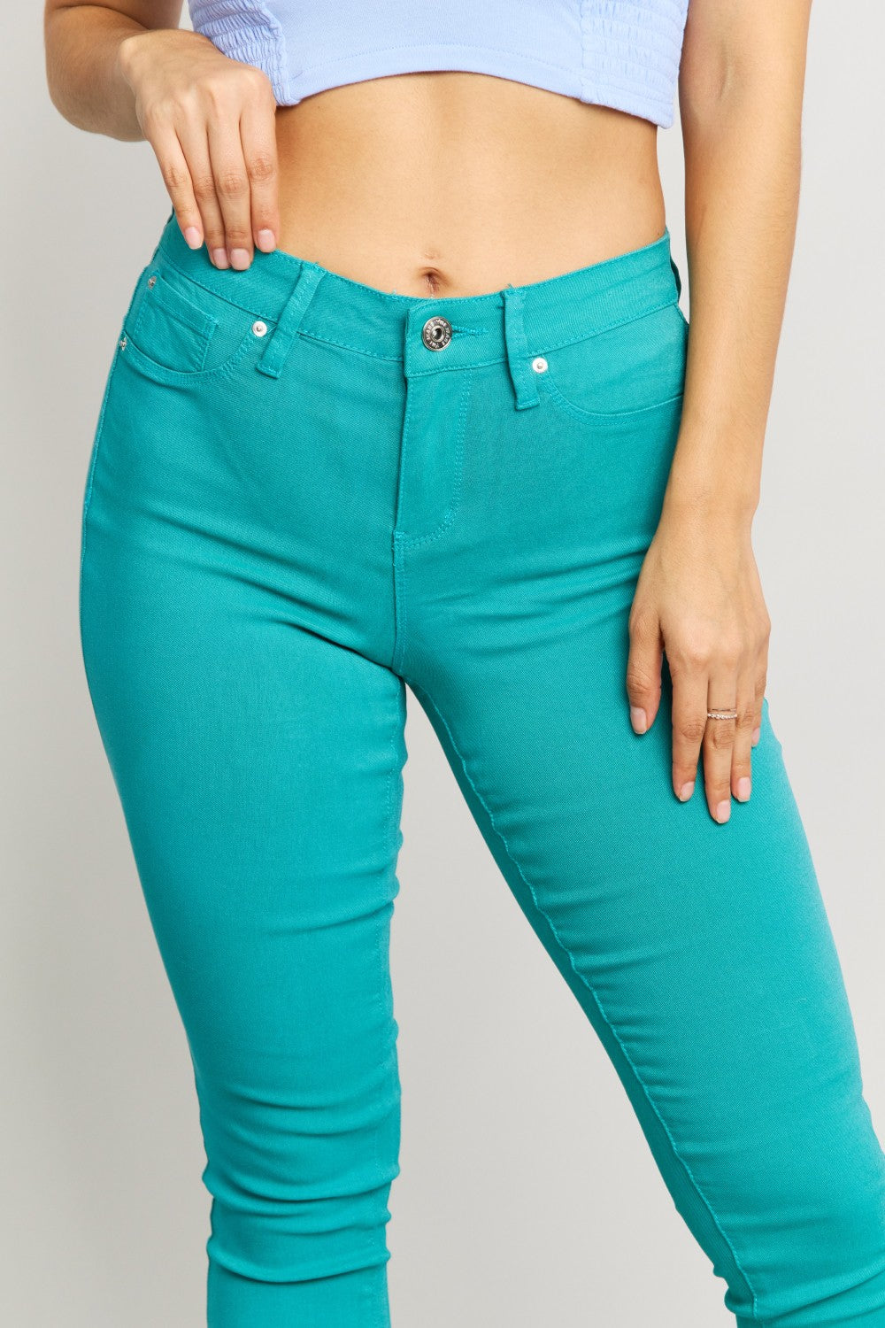 Hyper-Stretch Mid-Rise Skinny Jeans | Sea Green