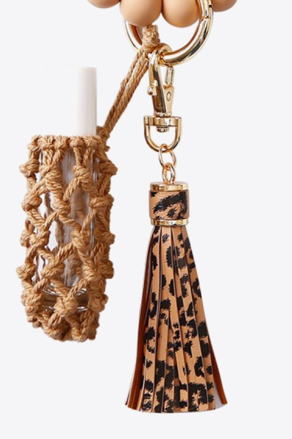 Beaded Keychain with Tassel and Holder