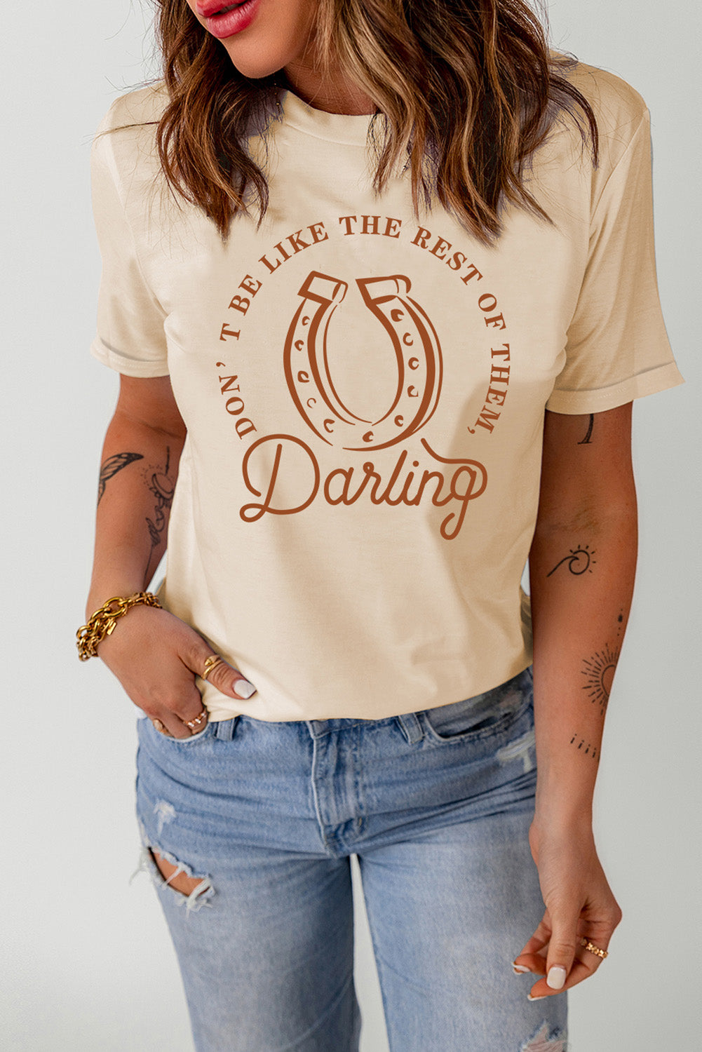 Don't Be like the Rest of them Darling Cuffed Sleeve Tee Shirt