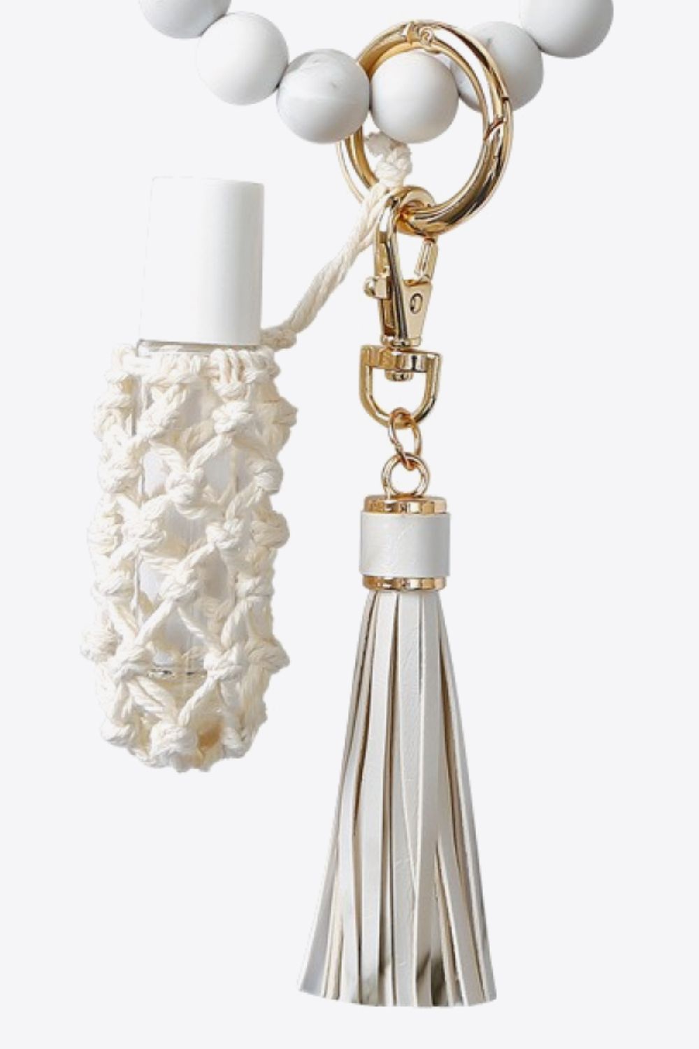 Beaded Keychain with Tassel and Holder