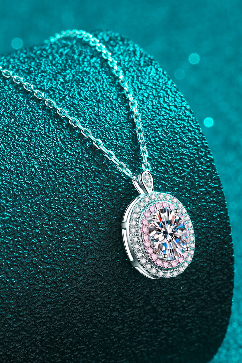 Sterling Silver Rhodium-Plated 1 Carat Moissanite Pendant Necklace