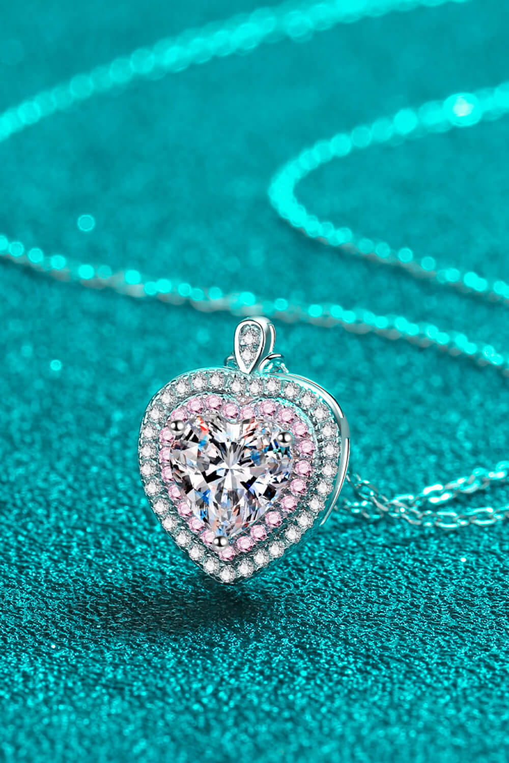 Sterling Silver 1 Carat Moissanite Heart Pendant Necklace