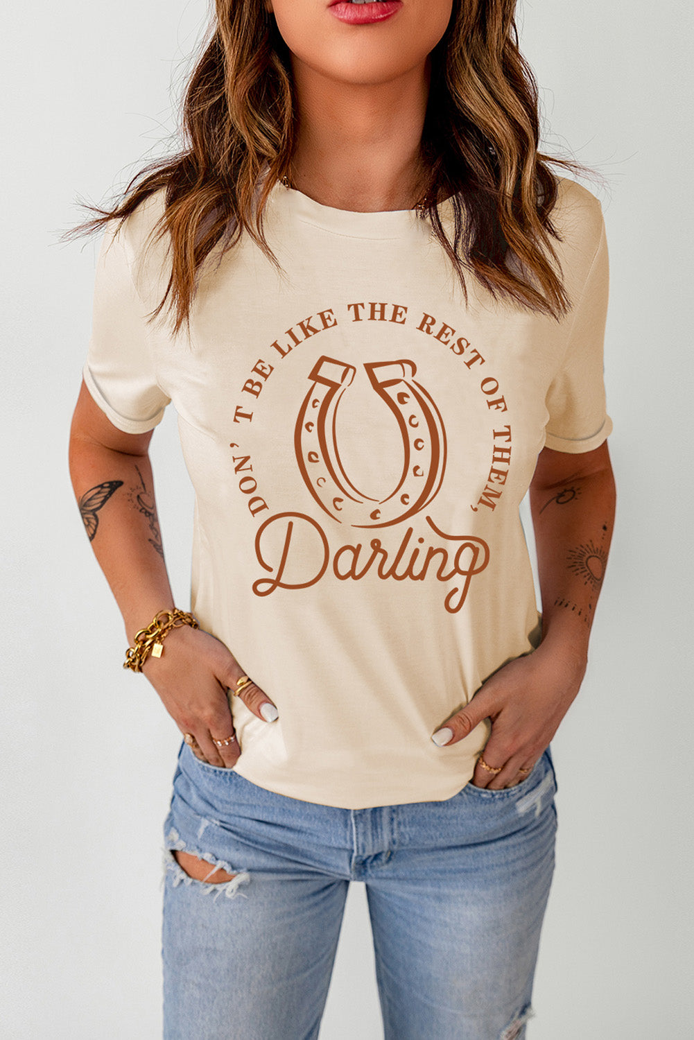 Don't Be like the Rest of them Darling Cuffed Sleeve Tee Shirt