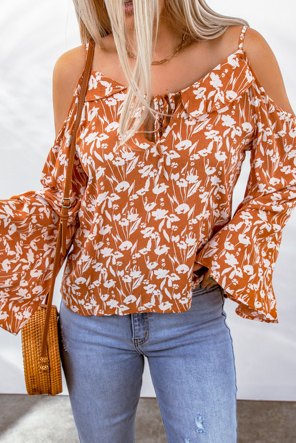 Summer Nights Cold-Shoulder Flare Sleeve Blouse