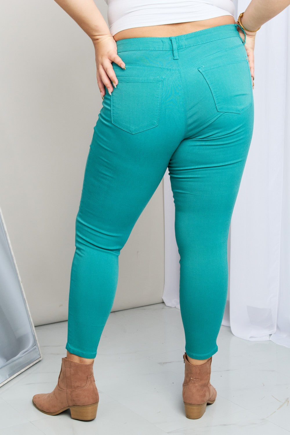 Hyper-Stretch Mid-Rise Skinny Jeans | Sea Green