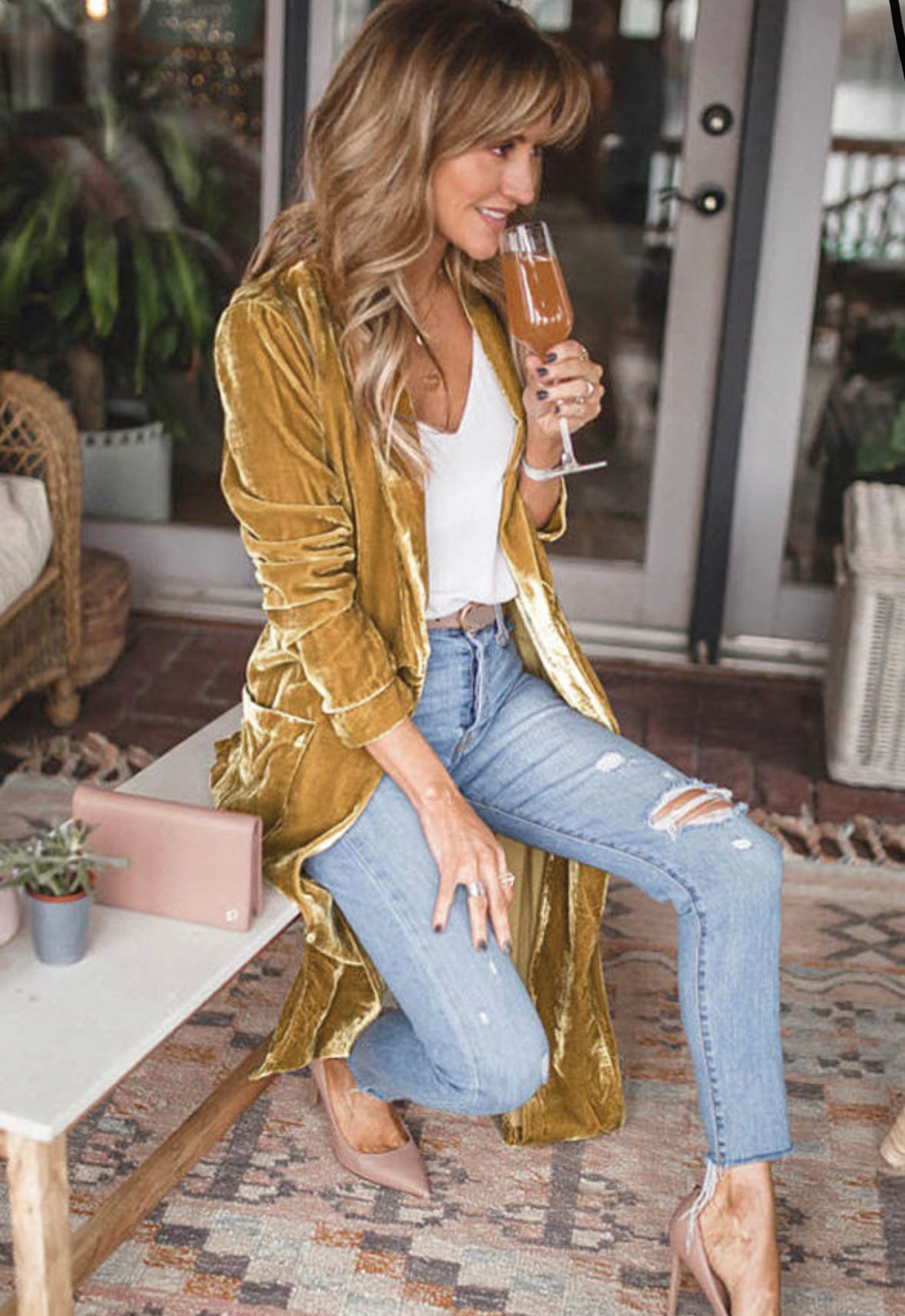 Yellow Velvet Duster