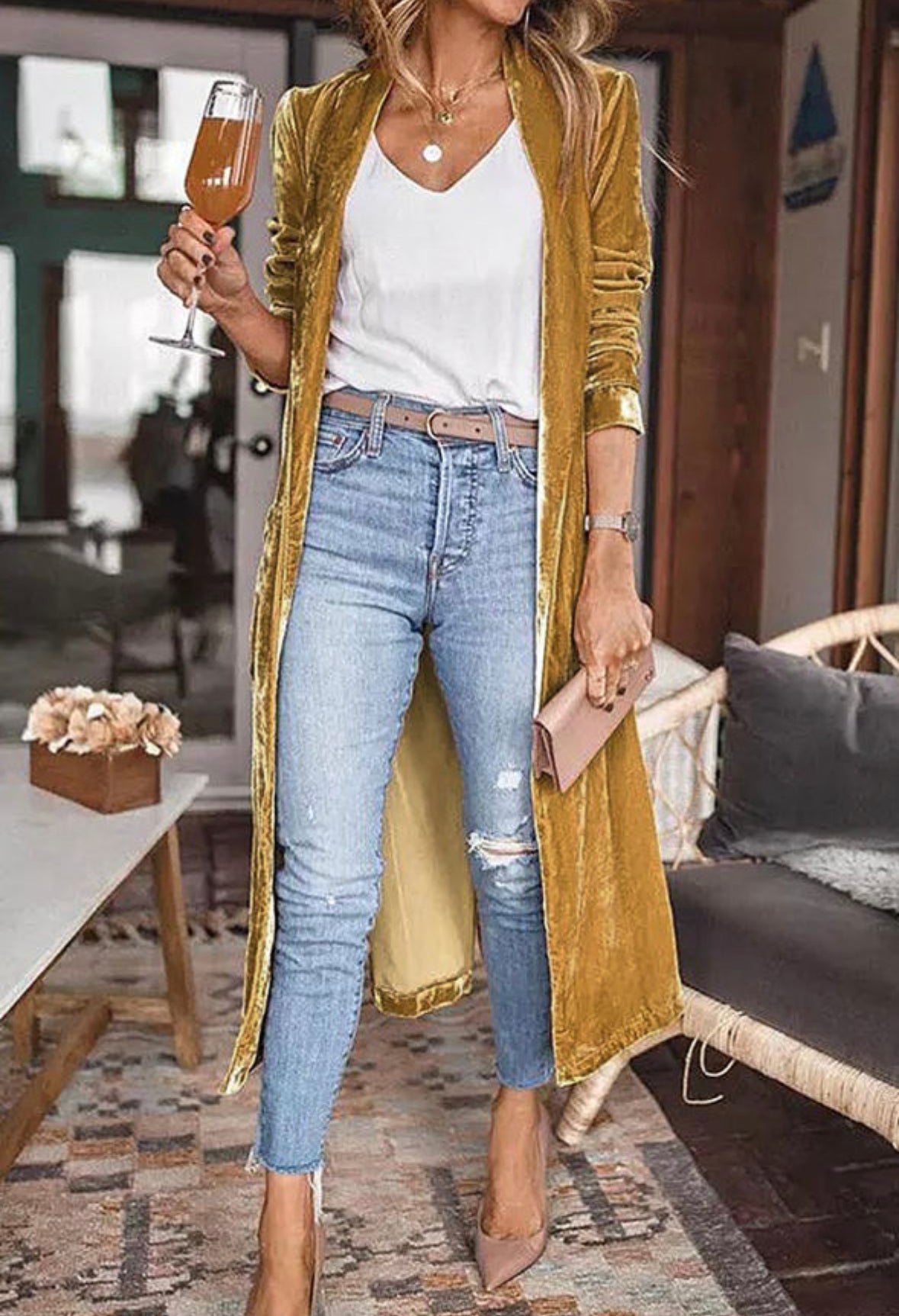 Yellow Velvet Duster