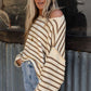 Yellow Striped Drop Shoulder Oversized Sweater