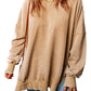 Khaki Drop Shoulder Ribbed Trim Oversized Sweatshirt