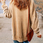 Khaki Drop Shoulder Ribbed Trim Oversized Sweatshirt