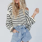 Yellow Striped Drop Shoulder Oversized Sweater