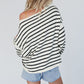 Yellow Striped Drop Shoulder Oversized Sweater