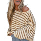 Yellow Striped Drop Shoulder Oversized Sweater