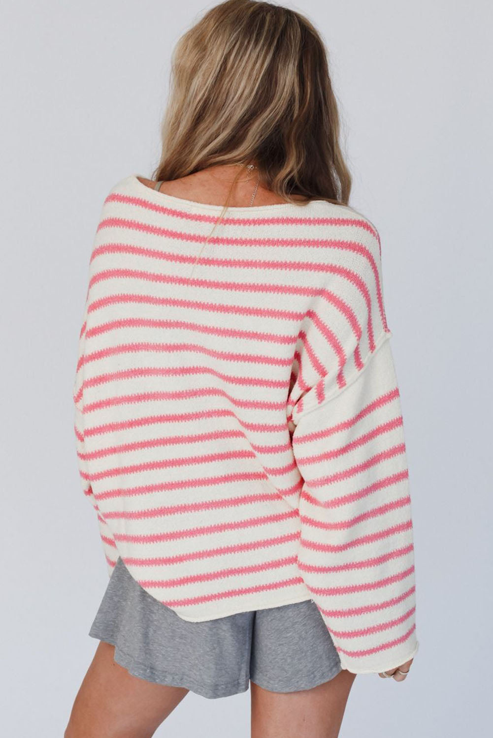 Yellow Striped Drop Shoulder Oversized Sweater