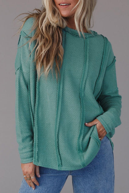 Exposed Seam Waffle Knit Loose Top