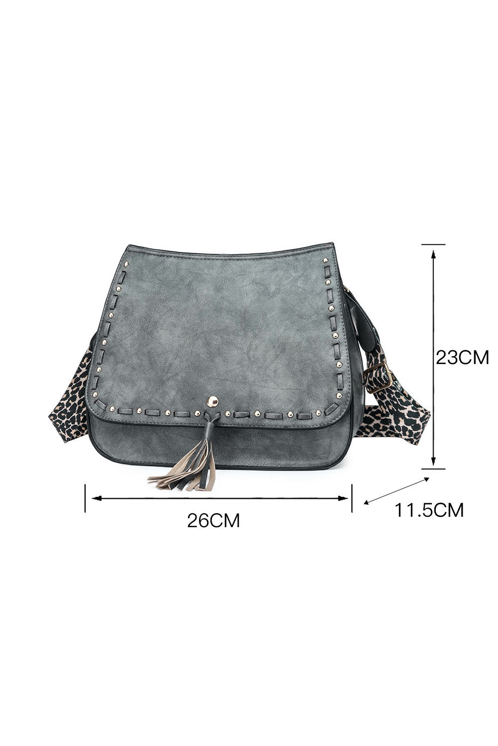 Leopard Strap Tassel Decor Messenger Bag