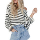 Yellow Striped Drop Shoulder Oversized Sweater