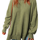 Khaki Drop Shoulder Ribbed Trim Oversized Sweatshirt