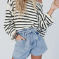 Yellow Striped Drop Shoulder Oversized Sweater