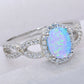 Sterling Silver Opal Halo Ring