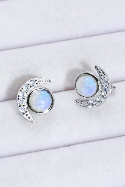 Sterling Silver Moonstone Stud Earrings