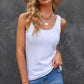 Studded Scoop Neck Ribbed Tank