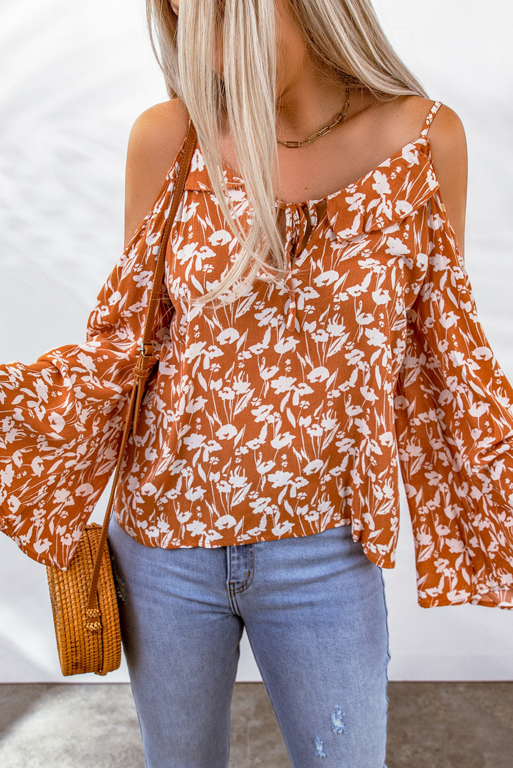 Summer Nights Cold-Shoulder Flare Sleeve Blouse