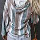 Striped Drawstring Detail Drop Shoulder Hoodie