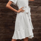 Tie Waist Petal Sleeve Ruffle Hem Dress