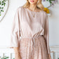 Sequin Drawstring Waist Dolman Sleeve Romper