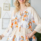 Floral Tie Neck Tiered Blouse