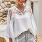 Embroidered Tie-Neck Puff Sleeve Blouse