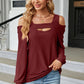 Cold Shoulder Square Neck Cutout Blouse