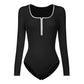 Contrast Trim Ribbed Long Sleeve Bodysuit