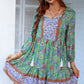 Floral Tied Balloon Sleeve Mini Dress